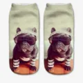 Calzini corti stampati in 3D divertenti da donna con motivo cane figo, calze casual. - Taglia unica / A789