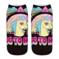 Fun 3D printed unicorn short socks featuring a colorful rainbow design for women daily wear. - One Size / A353