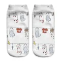Calzini corti stampati con gatti di cartone animato carini, comodi abbigliamento quotidiano per adulti. - Taglia unica / Stile A013