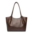 Bruine vintage dames tote tas grote capaciteit forens schoudertas casual minimalistische handtas - Eén maat / koffiekleur
