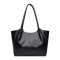 Zwarte vintage lederen shopper tas voor dames, grote capaciteit casual schoudertas - Eén maat / Zwart
