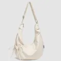 Borsa a tracolla hobo casual bianco crema, elegante borsa di tela da donna per uso quotidiano. - Bianco avorio