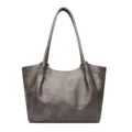 Dames vintage PU leer shopper grote capaciteit woon-werkverkeer casual schoudertas tas - Eén maat / Grijs