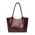 Vrouwen vintage tote tas casual PU lederen schoudertas grote capaciteit handtas donkerrood - Eén maat / Rood