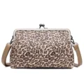 Panterprint Schoudertas met Kussluiting voor Dames Stijlvolle Retro Crossbody Tas - Khaki