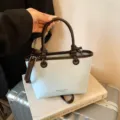 Fashion color-blocked top-handle shoulder bag for women, elegant casual crossbody handbag. - No Pendant / Blue