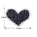 Black and white rhinestone heart patch hot fix crystal DIY clothing accessories 3.5x4.5cm - 4.5x3.5cm / Black