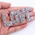 Rhinestone LOVE Letter Patch DIY Glitzy Crystal Applique for Clothes and Bags Variant - (8.2*3.8cm) LOVE Letter Transparent Double-Sided Adhesive Style / Silver