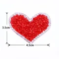 Red white heart shaped rhinestone hotfix patch crystal clothing accessories 3.5x4.5cm - 4.5x3.5cm / Red