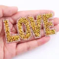 Gold rhinestone LOVE letter patch DIY clothing accessories sparkling crystal applique patch - (8.2*3.8cm) LOVE Letter Transparent Double-Sided Adhesive Style / Golden