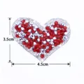 Heart Rhinestone Hot Fix Patch Applique Clothing DIY Accessory 3.5x4.5cm Red Silver - 4.5x3.5cm / Silver Base Red