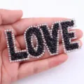 Sparkling rhinestone LOVE letter patch black clear crystal DIY clothing bag accessory decor. - (8.2*3.8cm) LOVE Letter Transparent Double-Sided Adhesive Style / Black