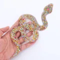 Colorful rhinestone snake patch DIY accessory for clothing and bag decoration style - 26.5x10cm Snake Shape Hotfix Style / Colorful