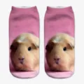 Cute 3D guinea pig print ankle socks for women and girls, soft casual low cut socks daily wear - One Size / A673