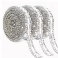 Sparkling self-adhesive rhinestone strip crystal ribbon roll for DIY crafts and decor. - 3x7mm (Width 0.7cm) / White