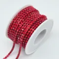 Red rhinestone cup chain roll, dense crystal diamond trim strip for DIY phone case crafts. - SS12 (3mm) / Bright Red