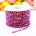 Colorful rhinestone claw chain for DIY phone cases dense crystal trim spool crafting accessory - SS12 (3mm) / Iridescent Fuchsia