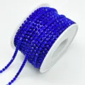 Blue rhinestone cup chain roll, sparkly crystal claw chain for DIY phone case craft decor. - SS12 (3mm) / Dark Blue
