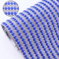 Blue ceramic rhinestone self adhesive sticker strip DIY decorative craft tape roll detail - 6mm Ceramic 40x24cm Hot Melt Press Type / Sapphire Blue