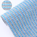 Self-adhesive blue rhinestone ribbon strip for DIY crafts, phone case, and shoe decoration. - Lake Blue