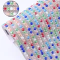 Self adhesive rhinestone sticker ribbon colorful pearl drill DIY decorative craft accessories tape - Colorful