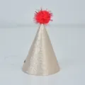 Gold glitter party hat with red pom pom for adult, kids and pets birthday celebration - Champagne Gold 10 Pcs/Pack