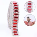 Self-adhesive rhinestone strip red crystal diamond DIY craft apparel decoration bling sticker roll - Self-Adhesive Style / 1 Yard/Pack / Bright Red