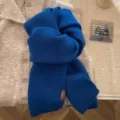 Cozy blue knitted wool scarf for women in winter, soft and warm fashion neck warmer. - 170*20CM / Blue