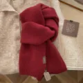 Korean style soft wool knit scarf winter warm cozy red muffler for women couples daily wear - 170*20CM / Berry Color