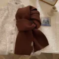 Brown knitted wool scarf for women winter cozy soft neck warmer stylish daily wear variant - 170*20CM / Coffee