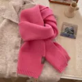 Cozy pink knitted wool scarf for women winter, soft warm stylish couple winter neck warmer. - 170*20CM / Gouache Pink