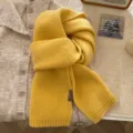 Cozy yellow knit scarf for women, soft wool winter neck warmer, stylish daily wear cold weather accessory. - 170*20CM / Bright yellow