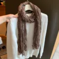Brauner karierter Crinkle-Schal für Damen, modischer Herbst Winter warme Stola Schal. - 180*90cm / Kaffee Gitter