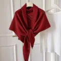 Dunkelrotes, gestricktes Dreiecktuch Schal, kuscheliger Wollemix Winter Halstuch Zubehör sku. - Rot