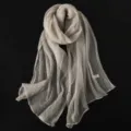 Leichter knitteriger transparenter Schal für Damen eleganter lässiger vielseitiger einfarbiger Schal - 200*60cm / Beige