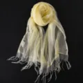 Damen doppellagiger transparenter Mesh Fransen Seidenschal leichten Sommer Strand Tuch - 200*60cm / Hellgelb