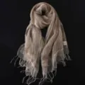 Doppellagiger Netz-Fransenschal, eleganter khakifarbener Strandschal für Damen im Frühling. - 200*60cm / Camel