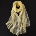 Gelber geknitterter leichter Chiffonschal modisch strukturiertes Damentuch eleganter Schal. - 200*60cm / Milchgelb