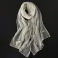 Leichter, plissierter Knitter-Schal in Wollweiß, elegantes Accessoire mit Textur für Damen - 200*60cm / Mintgrün