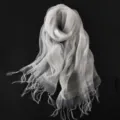 Elegantes doppelgeschichtetes Mesh-Fransen-Tuch für Damen, leichtes Strand-Dekorschal. - 200*60cm / Hellgrau