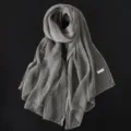 Grauer geknitterter plissierter Seidenschal vielseitige Herbstmode leichtes schickes Accessoire - 200*60cm / Dunkelgrau