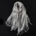 Leichter doppellagiger Mesh Quasten Seidenschal Damen elegante Strand Schal Stola - 200*60cm / Dunkelgrau