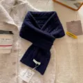 Damen marineblau 100% Wolle dicke Zopfmuster Strickschal Winter warm kuscheliger Kragen - Marineblau