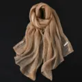 Texturierter Plissierter Schal, Champagner Leichter Halstuch, Elegantes Retro Herbst Accessoire - 200*60cm / Dunkelbeige