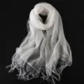 Weißer transparenter mehrlagiger Netz-Fransienschal, elegantes leichtes Tuch für den Sommer. - 200*60cm / Weiß