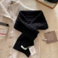 Gemütlicher schwarzer Zopfmuster Wollschal für Damen im Winter dicker warmer Halswärmer - Klassisches Schwarz