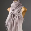 Damen texturierter Fransen langer Schal hellila einfarbig laessiger Stil Fruehherbst Halstuch - 190x67cm / Hellviolett