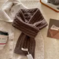 Brauner Zopfmuster Strickschal, 100% reine Wolle Winter warmer Halswärmer Damen. - Kaffeebraun