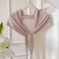 Koreanische einfarbige Strick-Dreieckstuch Damen Herbst Winter Mode vielseitiger Schal - Lila Rosa