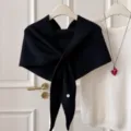 Koreanischer Strick Dreiecktuch Schal Damen elegant vielseitig modisch warme Winterkragen - Schwarz